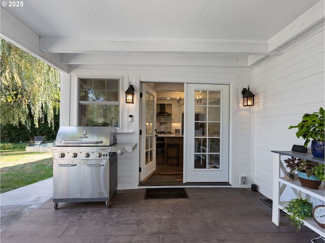 view of patio / terrace with a grill