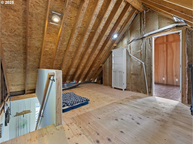 view of unfinished attic