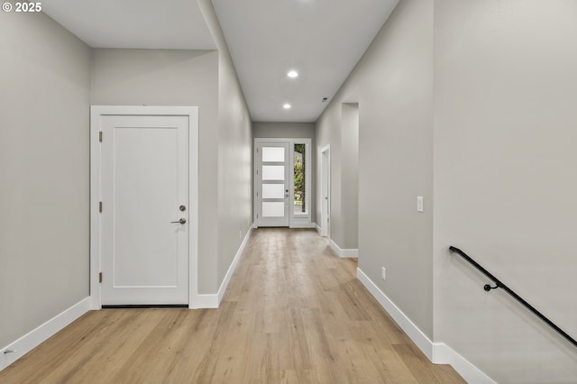 3200 N Abernathy Cir, Ridgefield, WA 98642 - corridor with light wood-style flooring, baseboards, and recessed lighting