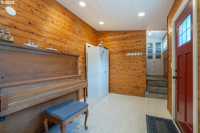 interior space featuring recessed lighting and wood finished floors