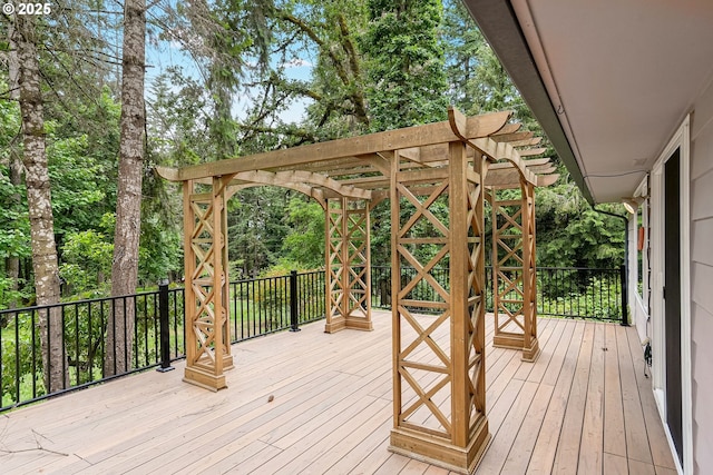 7678 Pine Tree Ln SE, Turner, OR 97392 - wooden terrace with view of wooded area