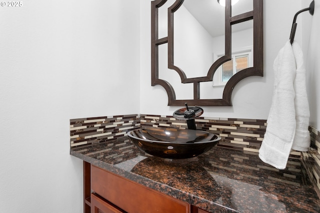 interior details with tasteful backsplash and vanity