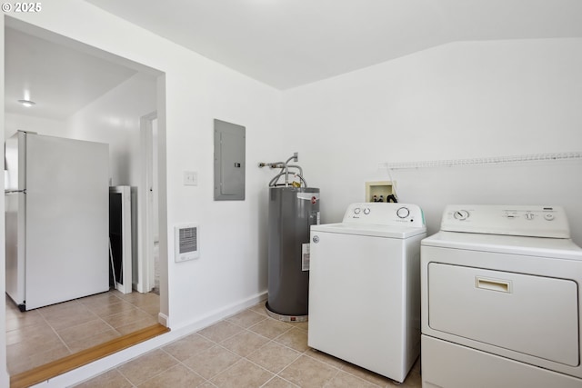 400 Mccoy St, Moro, OR 97039 - clothes washing area with laundry area, water heater, baseboards, washer and clothes dryer, and electric panel
