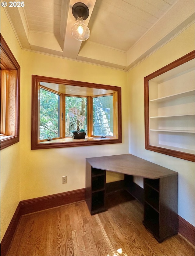 812 SW Saint Clair Ave Unit 3, Portland, OR 97205 - unfurnished office with wood finished floors, baseboards, and ornamental molding