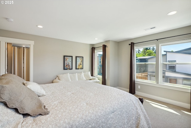 1250 29th St, Hood River, OR 97031 - carpeted bedroom with recessed lighting, baseboards, and visible vents