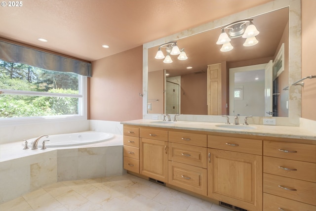 2965 Ingalls Way, Eugene, OR 97405 - bathroom with double vanity, a bath, and a shower