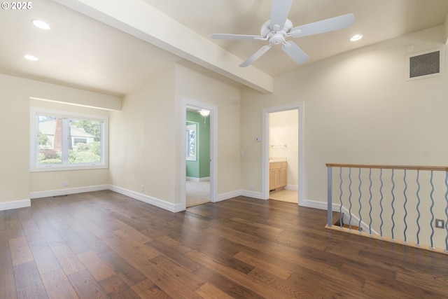 2965 Ingalls Way, Eugene, OR 97405 - spare room featuring dark wood finished floors, ceiling fan, and recessed lighting