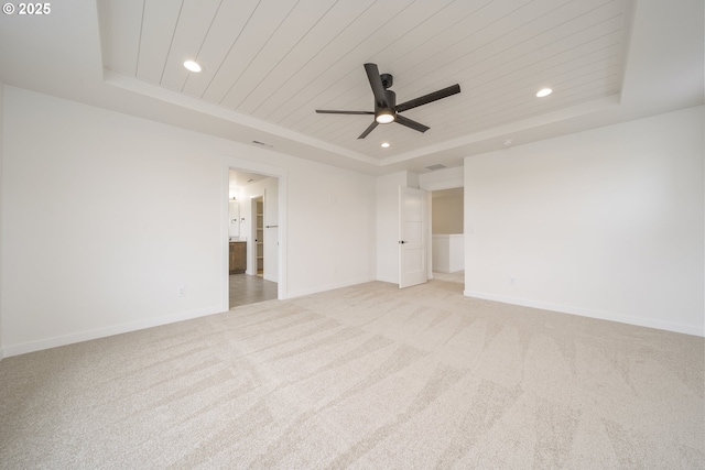 4300 N 12th Way, Ridgefield, WA 98642 - empty room with a tray ceiling, light colored carpet, ceiling fan, recessed lighting, and wood ceiling