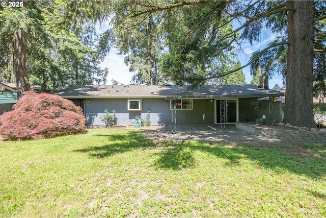 1912 Petty Grove Ct, Keizer, OR 97303 - back of house with a patio area, a lawn, and a chimney