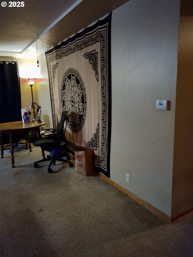 1218 SE 162nd Ave, Portland, OR 97233 - living area featuring carpet flooring, an office area, and baseboards