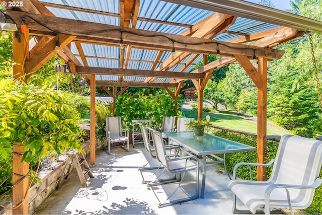 51256 Salmon Gulch Rd, Myrtle Point, OR 97458 - view of patio / terrace featuring a pergola and outdoor dining area
