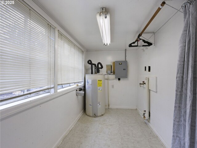 utilities with water heater and electric panel