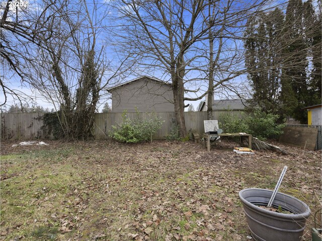 view of yard with a fenced backyard