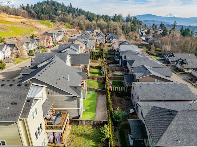 aerial view with a residential view and a mountain view