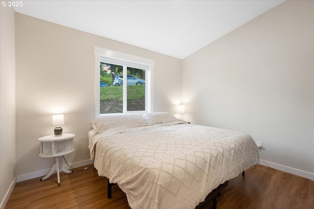 9595 SW Old Highway 47, Gaston, OR 97119 - bedroom with baseboards, wood finished floors, and lofted ceiling