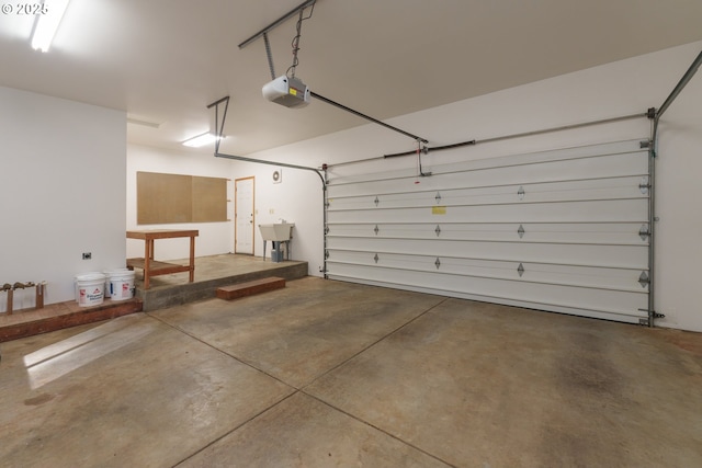 garage with a garage door opener