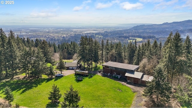 31958 J P W Rd, Scappoose, OR 97056 - aerial view of property and surrounding area with a forest and a mountain backdrop
