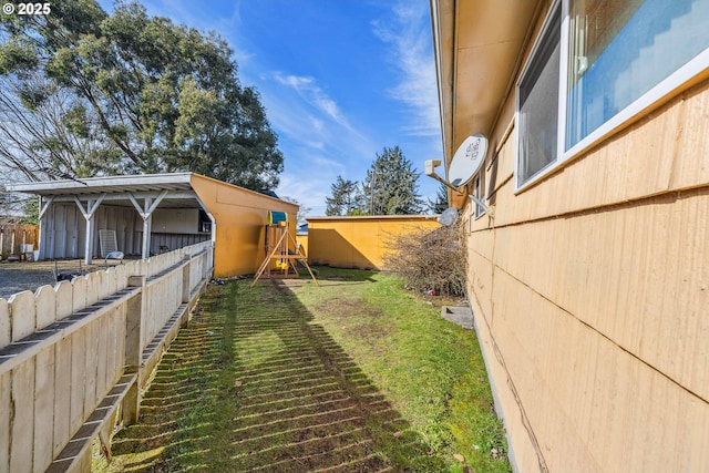 view of yard with a playground