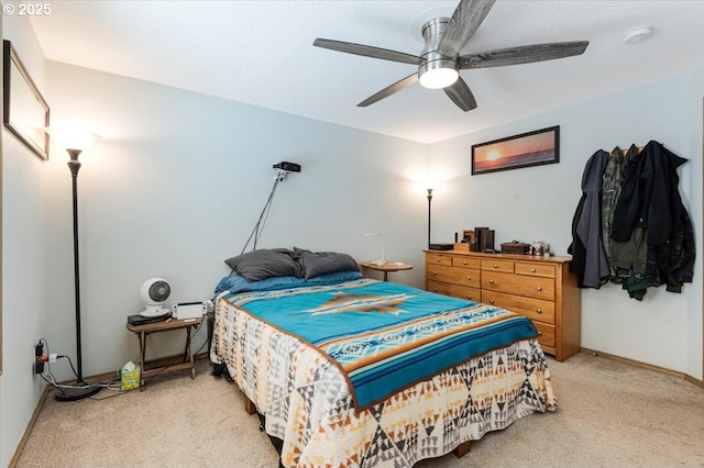 3977 SE Salquist Rd, Gresham, OR 97080 - bedroom with light carpet, a ceiling fan, and baseboards