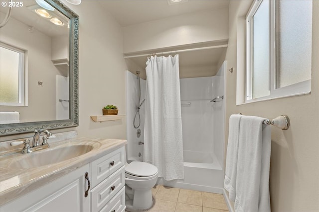10620 SW Highland Dr, Portland, OR 97224 - bathroom featuring tile patterned floors, vanity, and shower / bathtub combination with curtain