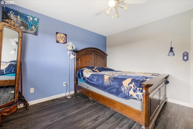 12208 SE 38th Ave, Milwaukie, OR 97222 - bedroom featuring dark wood-style flooring, baseboards, and ceiling fan