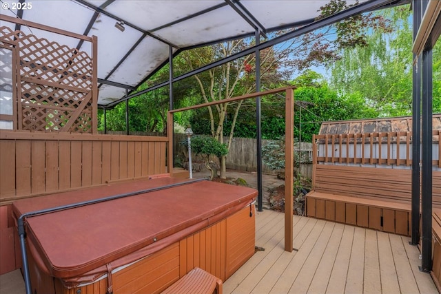 12208 SE 38th Ave, Milwaukie, OR 97222 - wooden deck featuring a hot tub and a fenced backyard