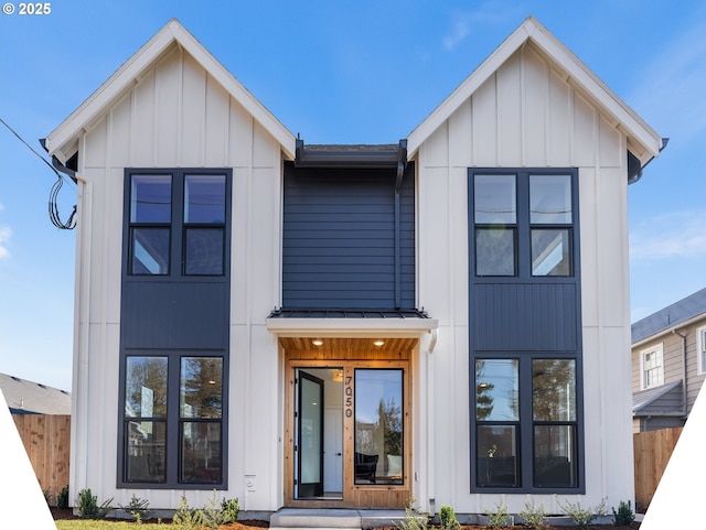 view of modern inspired farmhouse