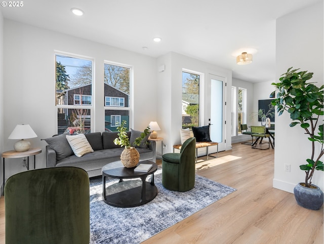 living room featuring light wood-type flooring