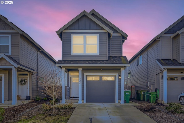 view of front of home with a garage