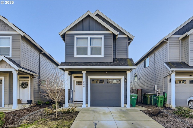 view of front of property with a garage