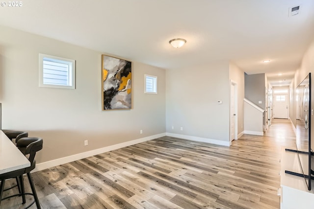 interior space with light hardwood / wood-style floors