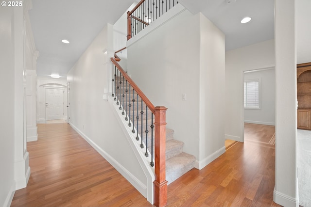 2530 NW 22nd Ave, Camas, WA 98607 - stairway featuring wood finished floors, recessed lighting, and baseboards