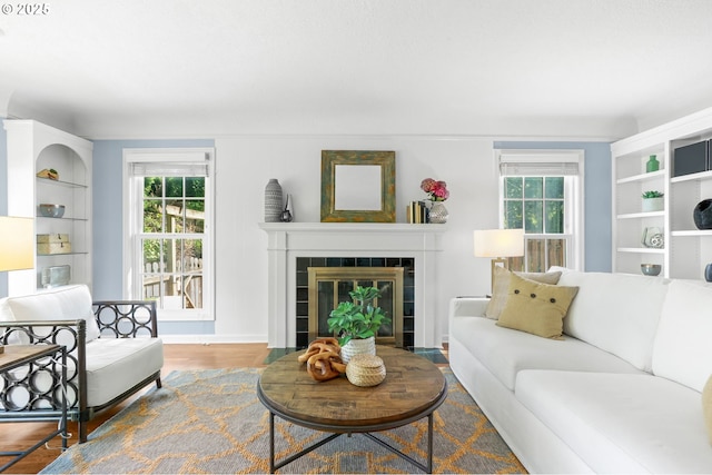 6611 SE 40th Ave, Portland, OR 97202 - living area featuring plenty of natural light and a fireplace