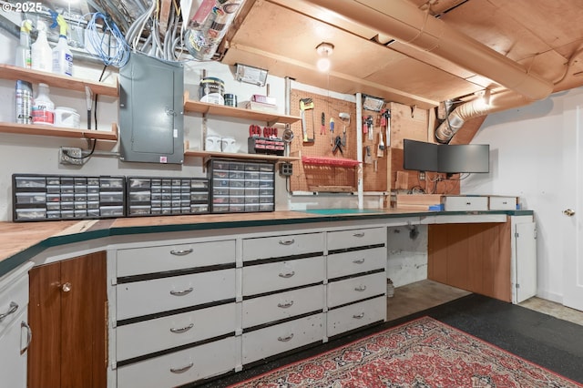 6611 SE 40th Ave, Portland, OR 97202 - kitchen featuring electric panel and open shelves
