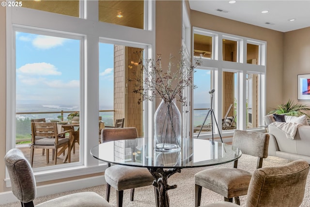 335 Runyan Rd, Woodland, WA 98674 - dining space featuring a water view and recessed lighting