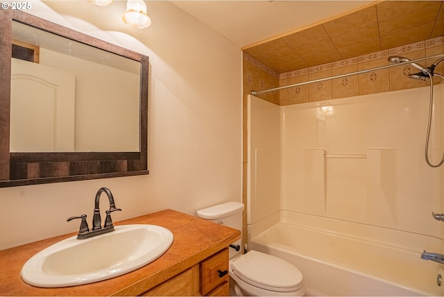 full bathroom featuring vanity, shower / bathing tub combination, and toilet