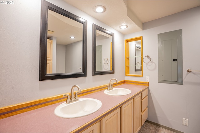 bathroom with vanity and electric panel