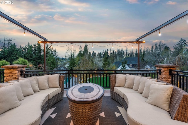 5390 NW Roanoke Ln, Portland, OR 97229 - wooden terrace with outdoor lounge area