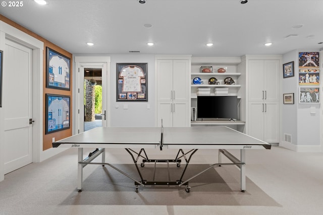 5390 NW Roanoke Ln, Portland, OR 97229 - game room featuring light colored carpet and recessed lighting