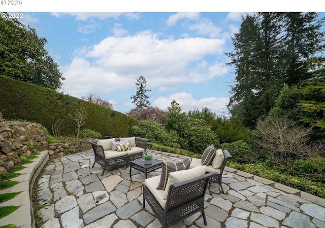 2869 SW Champlain Dr, Portland, OR 97205 - view of patio featuring an outdoor living space