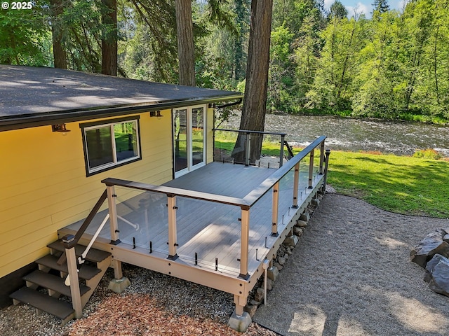 28831 SE Woods Rd, Eagle Creek, OR 97022 - wooden deck with a yard and a water view