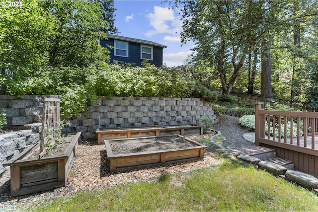 11118 SW 51st Ave, Portland, OR 97219 - view of yard with a vegetable garden and a deck
