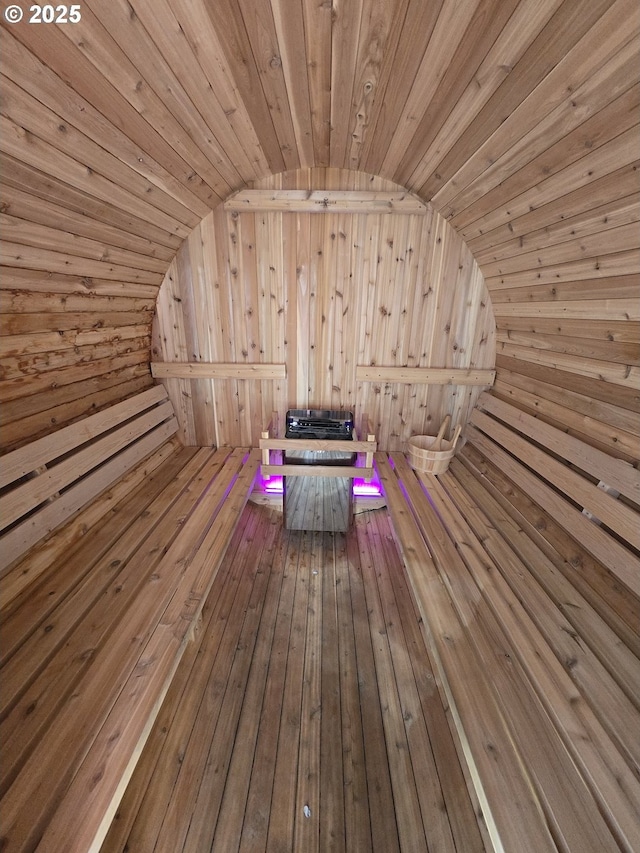 view of sauna / steam room featuring hardwood / wood-style flooring