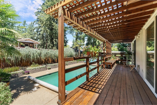 wooden terrace with a pergola