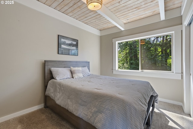 28825 SW Grahams Ferry Rd, Wilsonville, OR 97070 - bedroom with carpet flooring and a wood ceiling with exposed beams