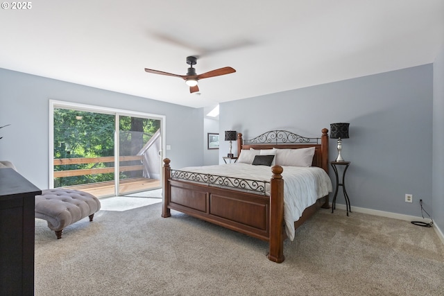 28825 SW Grahams Ferry Rd, Wilsonville, OR 97070 - bedroom featuring access to outside, light carpet, and a ceiling fan