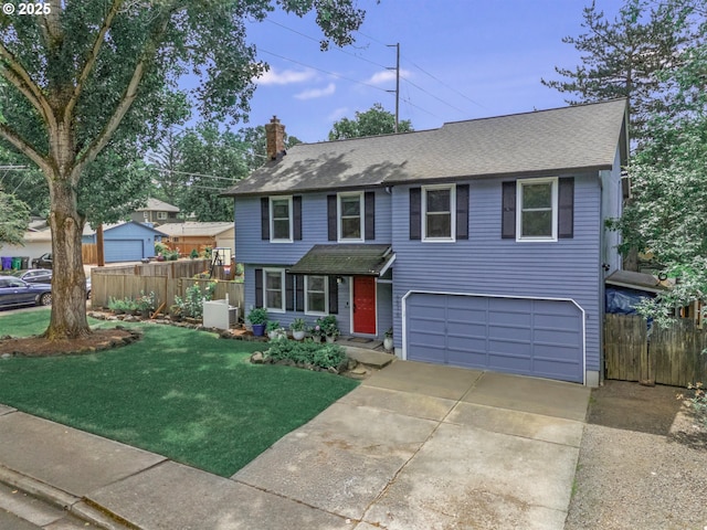6516 SW Locust St, Portland, OR 97223 - traditional-style home with a garage, driveway, a chimney, and a shingled roof