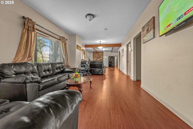 living room featuring light hardwood / wood-style flooring