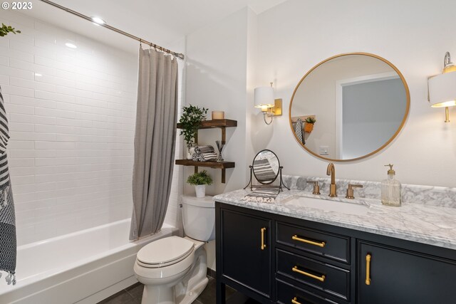 1437 Greentree Cir, Lake Oswego, OR 97034 - bathroom featuring vanity, toilet, and shower / bath combo with shower curtain