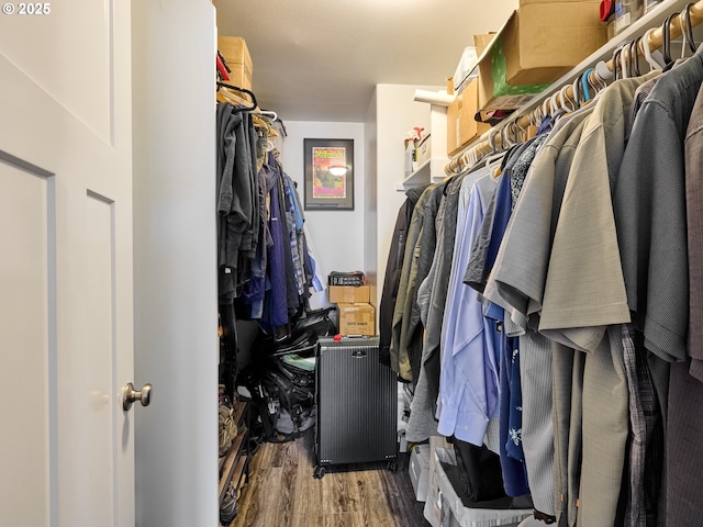 spacious closet with wood finished floors